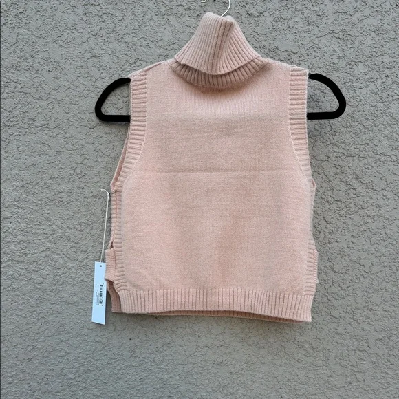 Bishop + Young Soft Pink Turtleneck Sweater Vest - Picture 2 of 6